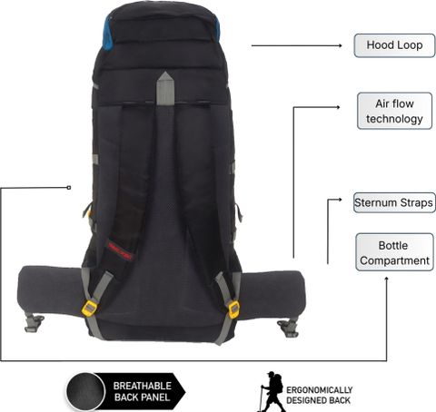 TRAVEL POINT WATERPROOF TREKKING BAG HIKKING BACKPACK FOR OUTDOOR Rucksack - 60 L (Multicolor) - Image 5