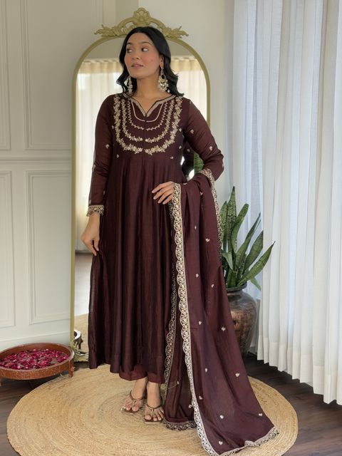 PILUDI Women Art Silk Kurta Pant Dupatta Set - Image 7