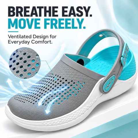 Houfu Men Clogs Sandal (Grey, White, Blue, 7) - Image 7