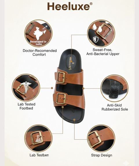 HEELUXE Men Sandal (Tan , 9) - Image 6
