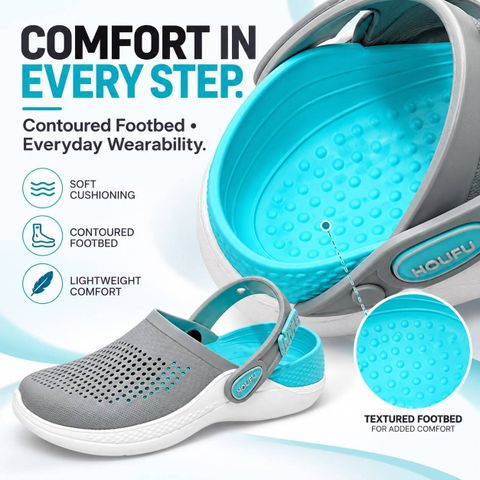 Houfu Men Clogs Sandal (Grey, White, Blue, 7) - Image 8