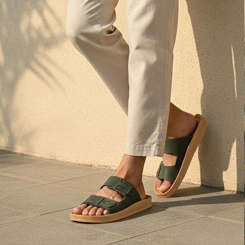 WALKAROO Men Casual Sandal (Olive , 8) - Image 7
