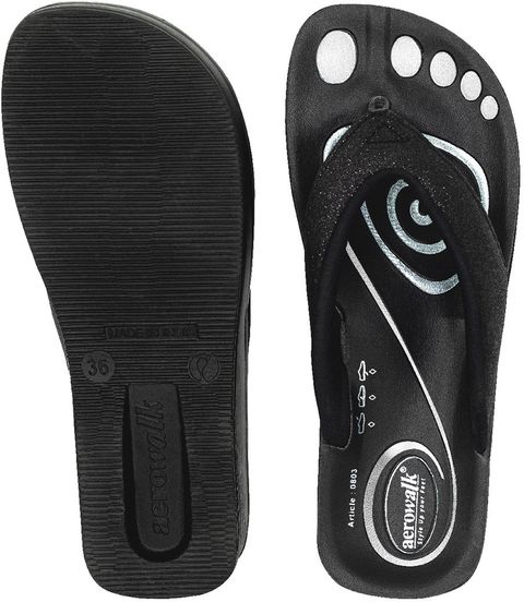 aerowalk Women Flats Sandal (Black, 7) - Image 6