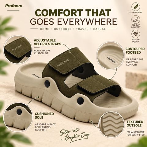 PROFOAM Men Sandal (Olive , 8) - Image 8