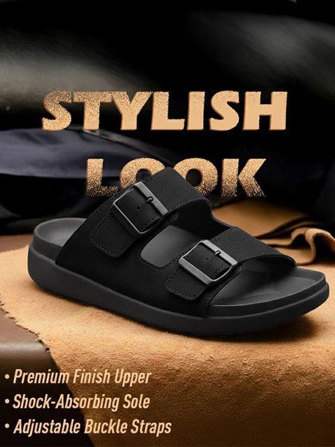LIBERTY Men Sandal (Black , 9) - Image 6