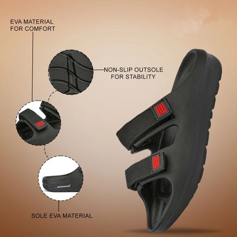 WELDONE Men Flats Sandal Black Size 7 - Image 6