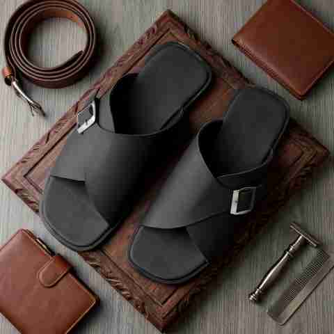 ERIX Men Casual Sandal (Black , 6) - Image 5