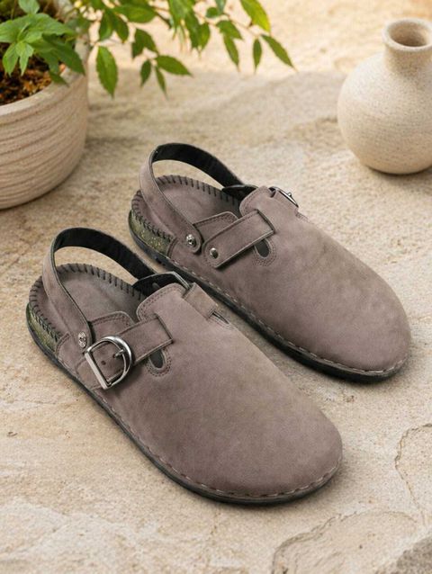 Mzora Collection Men Flats Sandal (Grey, 6) - Image 6
