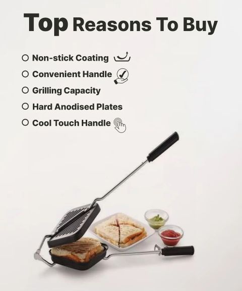 Flawless Premium Non-Stick Aluminium Grill Sandwich Toaster/Sandwich Maker/Gas Toaster/Gas Griller/Griller/Bread Griller/Instant Toaster Maker Grill Sandwich Maker (Black) - Image 7