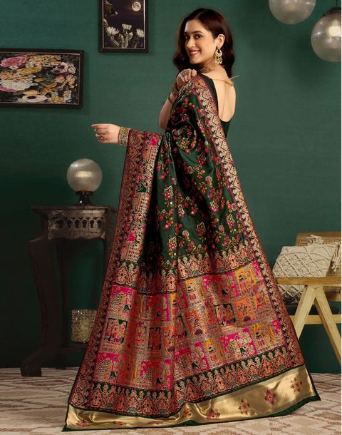 Satrani Woven Banarasi Pure Silk Saree (Multicolor) - Image 5