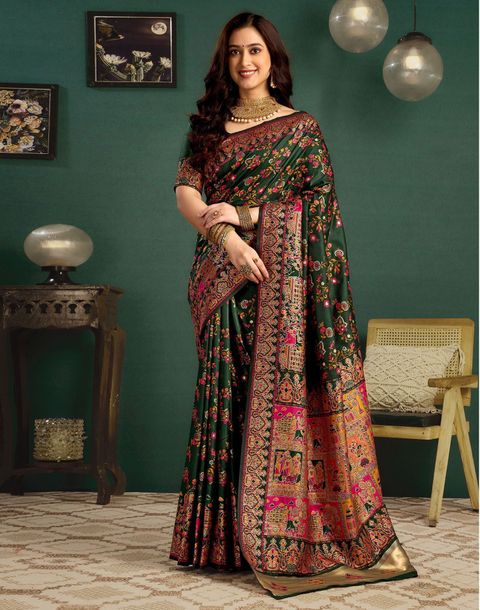 Satrani Woven Banarasi Pure Silk Saree (Multicolor) - Image 4