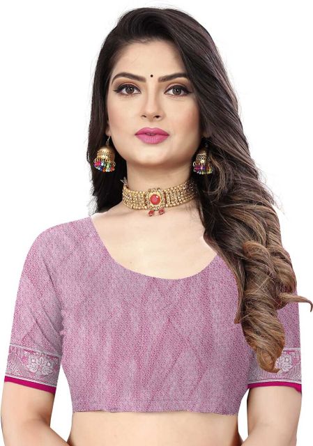 omkar fab Woven Banarasi Georgette Saree (Pink) - Image 8