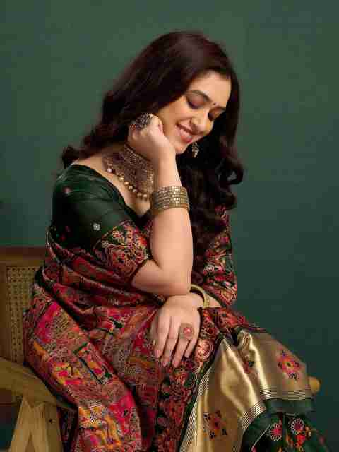 Satrani Woven Banarasi Pure Silk Saree (Multicolor) - Image 3