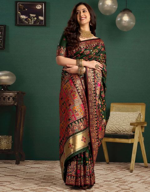 Satrani Woven Banarasi Pure Silk Saree (Multicolor) - Image 7