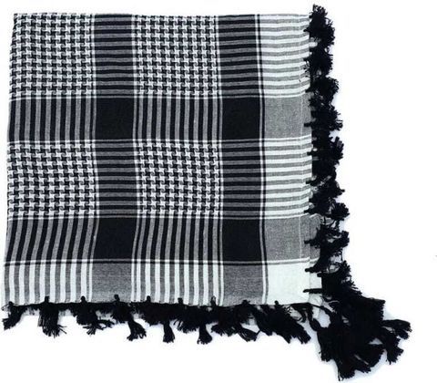 Assam Tradition Checkered Polycotton Scarf - Black & White - Image 6