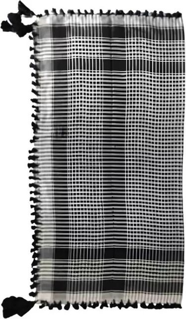 Assam Tradition Checkered Polycotton Scarf - Black & White - Image 7