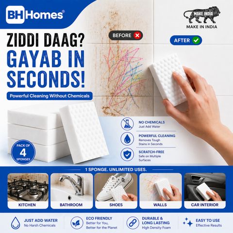 Klenzzmo BH Homes Magic Eraser Scrub Pad, Pack of 4 - Image 6