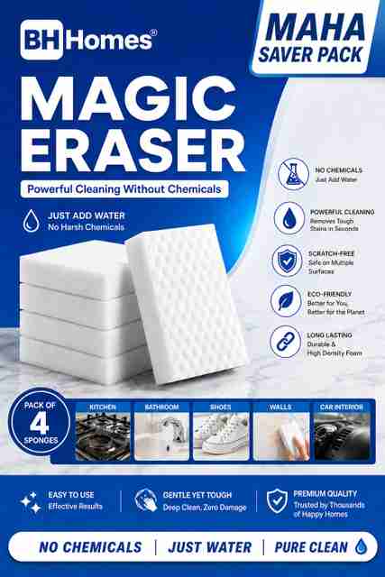 Klenzzmo BH Homes Magic Eraser Scrub Pad, Pack of 4 - Image 5