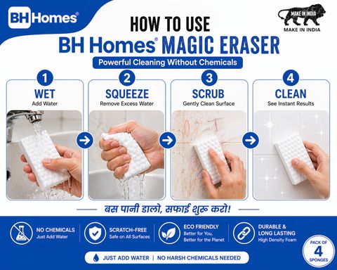 Klenzzmo BH Homes Magic Eraser Scrub Pad, Pack of 4 - Image 8