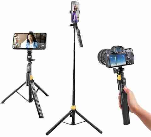 DIGITEK DTR-555 SS 5.57ft Foldable Tripod Selfie Stick for Smartphones & Cameras, 360° Rotation, 3-Leg Base, 2Kg Load, 10m Wireless Remote, 7 Section Bluetooth Selfie Stick (Black, Remote Included) - Image 5