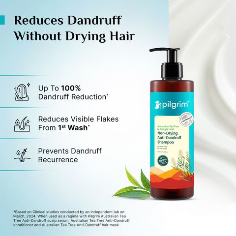 Pilgrim Australian Tea Tree Anti Dandruff Shampoo For Women | For Dry & Itchy Scalp (400 ml) - Image 6