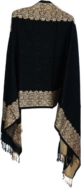 TUD Wool Self Design Women Shawl (Black) - Image 7