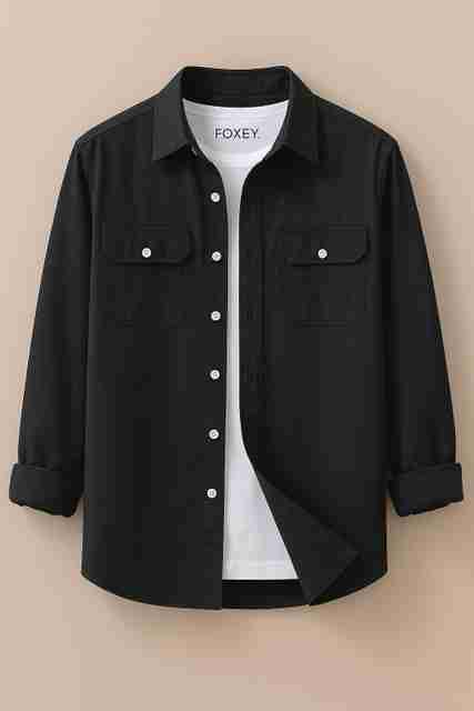 FOXEY Men Regular Fit Solid Spread Collar Casual Shirt - Image 4