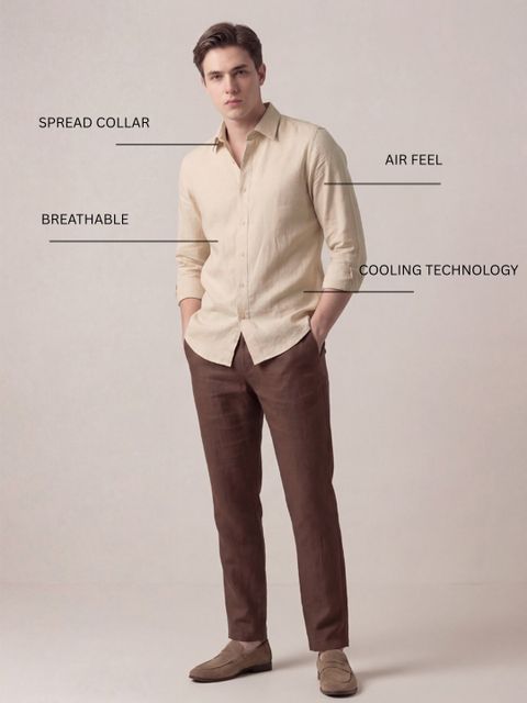 HeSpoke Men Tailored Fit Solid Spread Collar Casual Shirt - Image 8