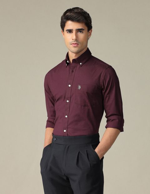 U.S. POLO ASSN. Men Tailored Fit Solid Button Down Collar Casual Shirt - Image 6