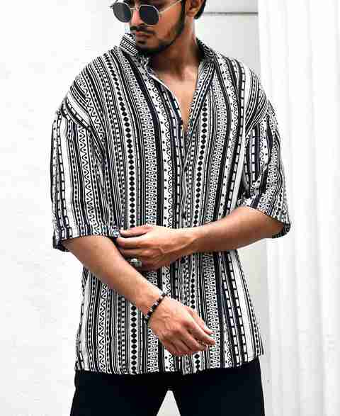 OLCHEESS Men Regular Fit Printed Curved Collar Casual Shirt - Image 5