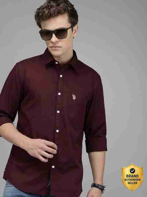 U.S. POLO ASSN. Men Slim Fit Solid Cut Away Collar Casual Shirt - Image 5