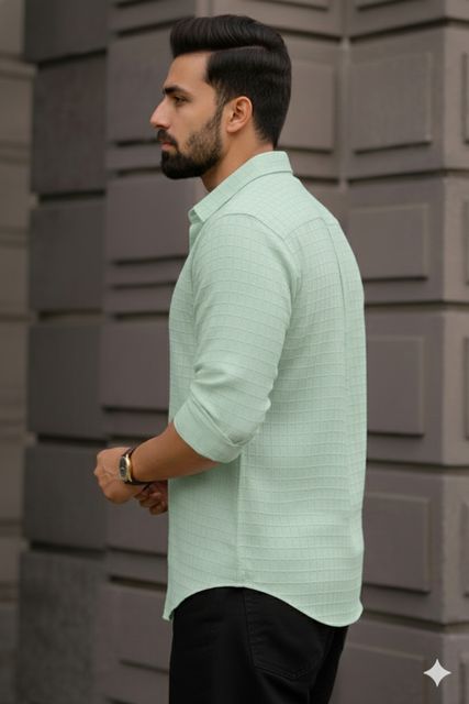 JACKBELLA Men Regular Fit Self Design Spread Collar Casual Shirt - Image 7