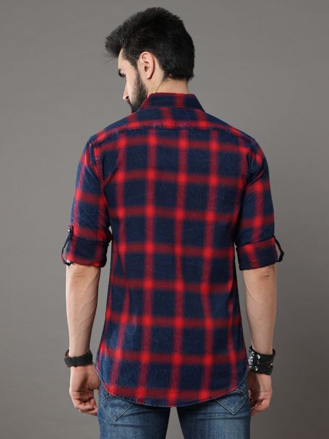 tallwalker Men Regular Fit Checkered Spread Collar Casual Shirt - Image 6