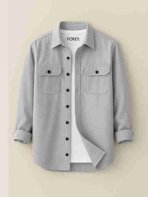 FOXEY Men Regular Fit Solid Spread Collar Casual Shirt - Image 5