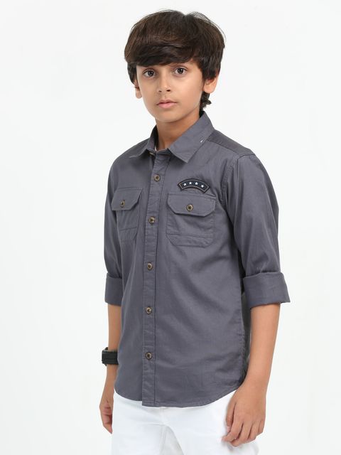 ROCKET SCIENCE Boys Regular Fit Solid Spread Collar Casual Shirt - Image 7