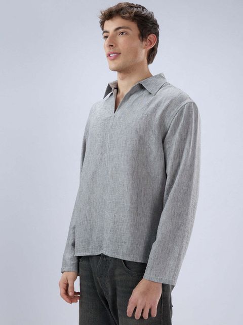 VASTRADO Men Oversized Fit Solid Cut Away Collar Casual Shirt - Image 8