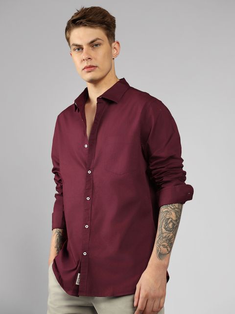 Dennis Lingo Men Slim Fit Solid Spread Collar Casual Shirt - Image 6