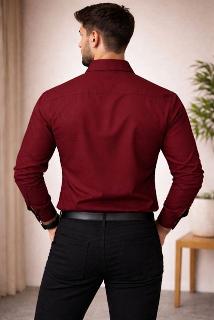 taken Men Slim Fit Solid Spread Collar Casual Shirt - Image 4