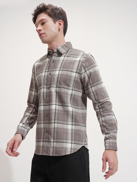 HIGHLANDER Men Slim Fit Checkered Casual Shirt - Image 5
