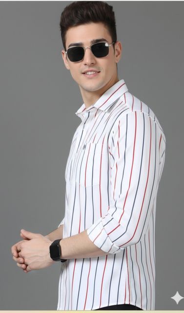 Hems trends Men Regular Fit Striped Spread Collar Casual Shirt - Image 7