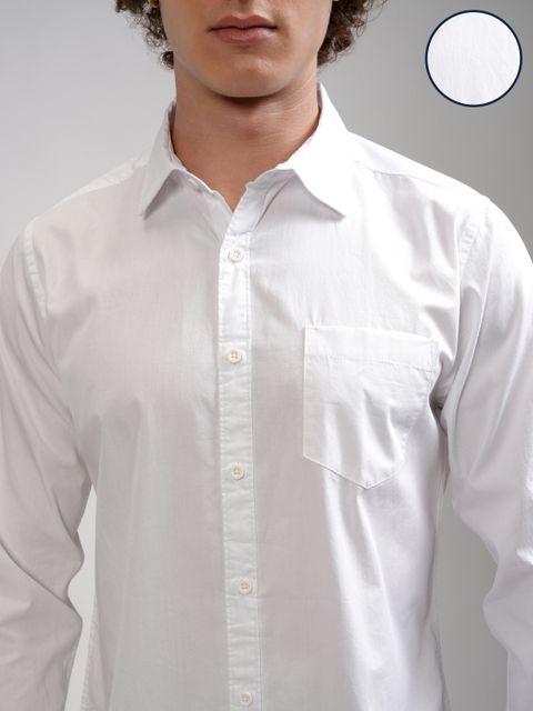 HIGHLANDER Men Slim Fit Solid Spread Collar Casual Shirt - Image 7