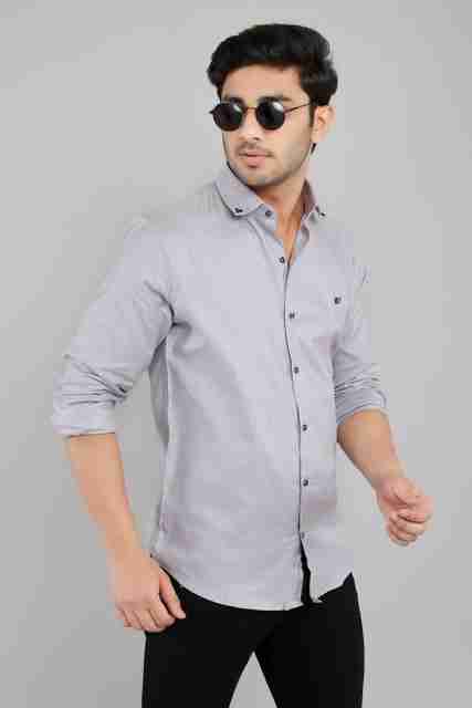 white apple jns Men Regular Fit Solid Spread Collar Casual Shirt - Image 2
