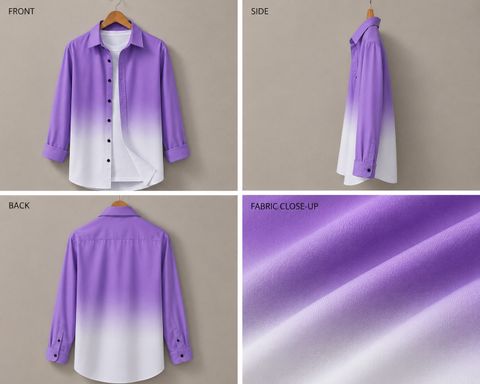Kizyoo Men Regular Fit Dyed/Ombre Spread Collar Party Shirt - Image 4