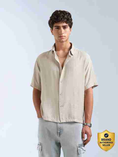 FLYING MACHINE Men Relaxed Fit Self Design Spread Collar Casual Shirt - Image 2