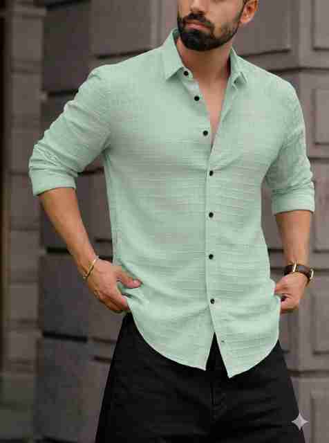 JACKBELLA Men Regular Fit Self Design Spread Collar Casual Shirt - Image 5