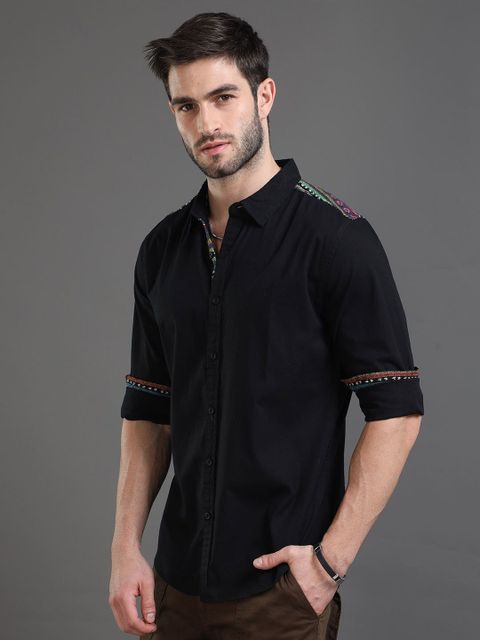 HERE&NOW Men Slim Fit Solid Spread Collar Casual Shirt - Image 7