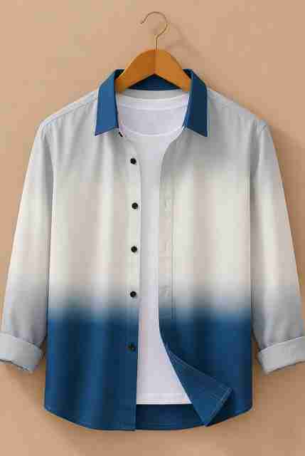 iCome Men Regular Fit Dyed/Ombre Spread Collar Casual Shirt - Image 2