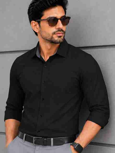 VeBNoR Men Regular Fit Solid Button Down Collar Formal Shirt - Image 5