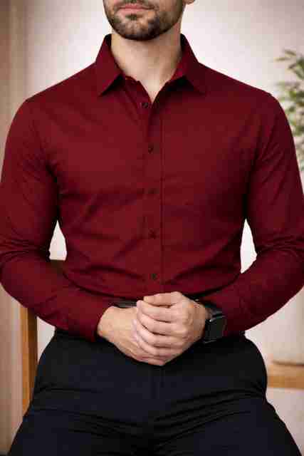 taken Men Slim Fit Solid Spread Collar Casual Shirt - Image 3