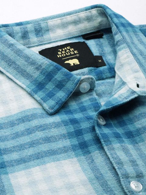 THE BEAR HOUSE Men Slim Fit Checkered Casual Shirt - Image 6